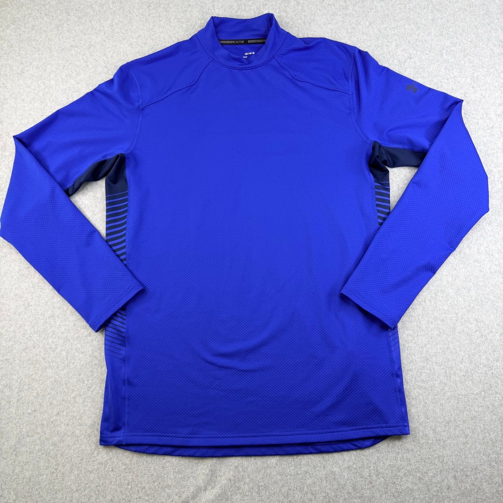 Under Armour ColdGear Reactor Mens Blue Fitted Mock Neck Long Sleeve Shirt LG